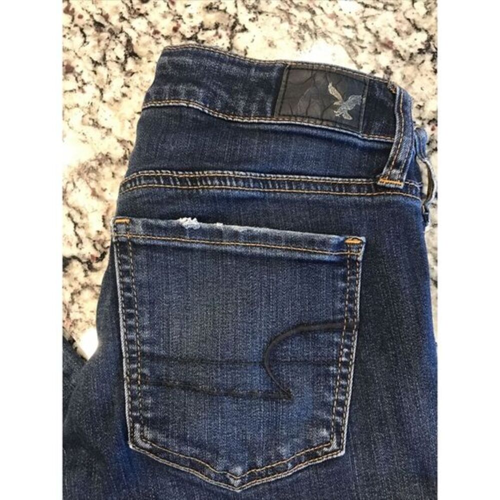 American Eagle Size 4 Regular‎ Super Stretch Jegging Distressed Blue Jeans - Picture 9 of 9